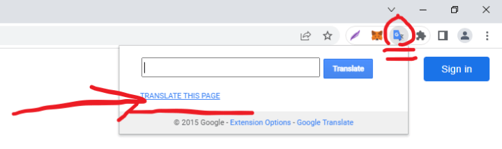 translate pages on desktop with google chrome extension